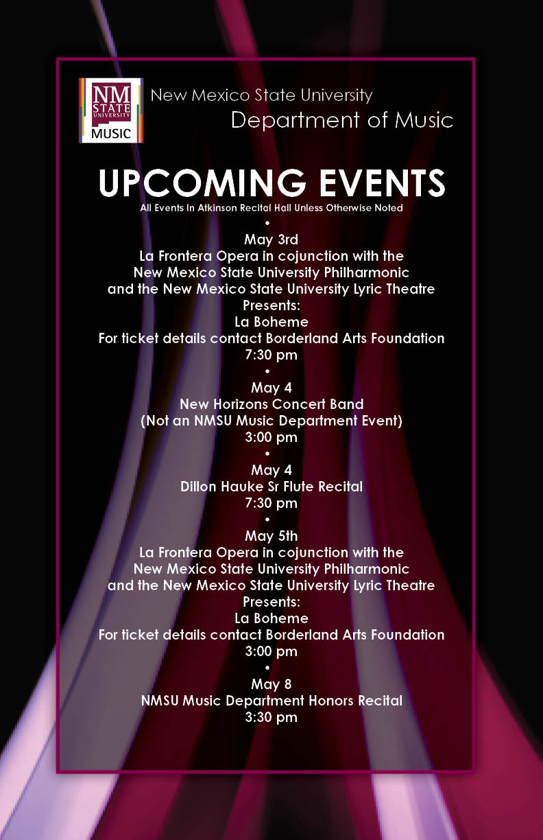 upcoming event schedule 4-29