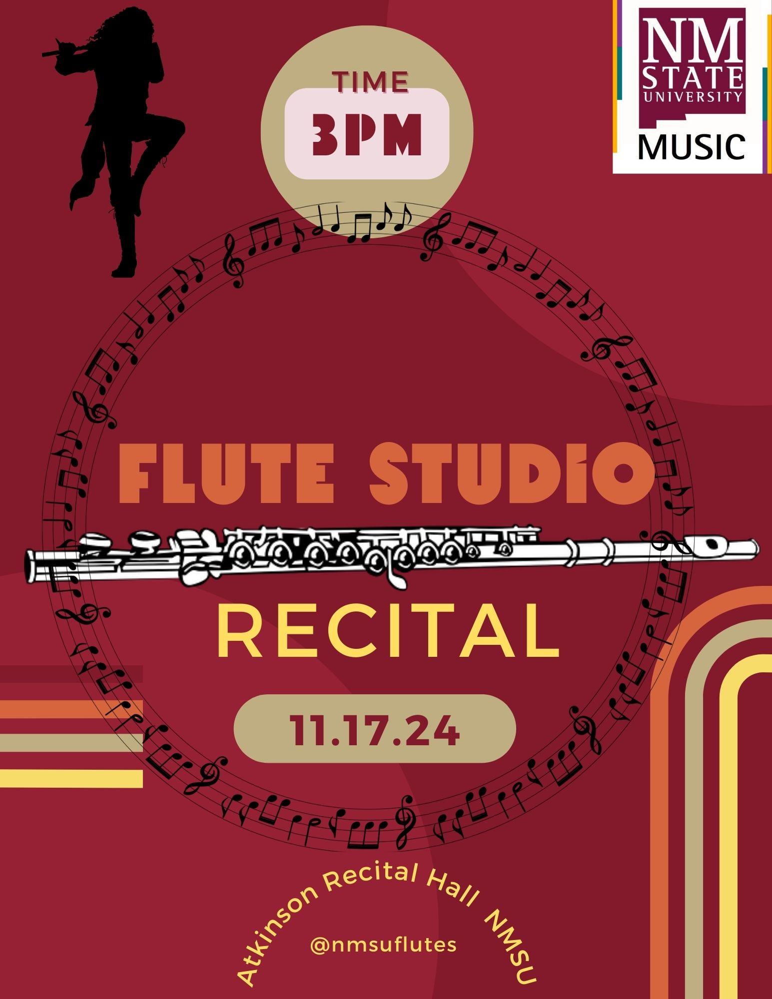 The NMSU Music Dept. Flute Studio presents a recital on Nov. 17 at 3 pm at Atkinson Recital Hall 