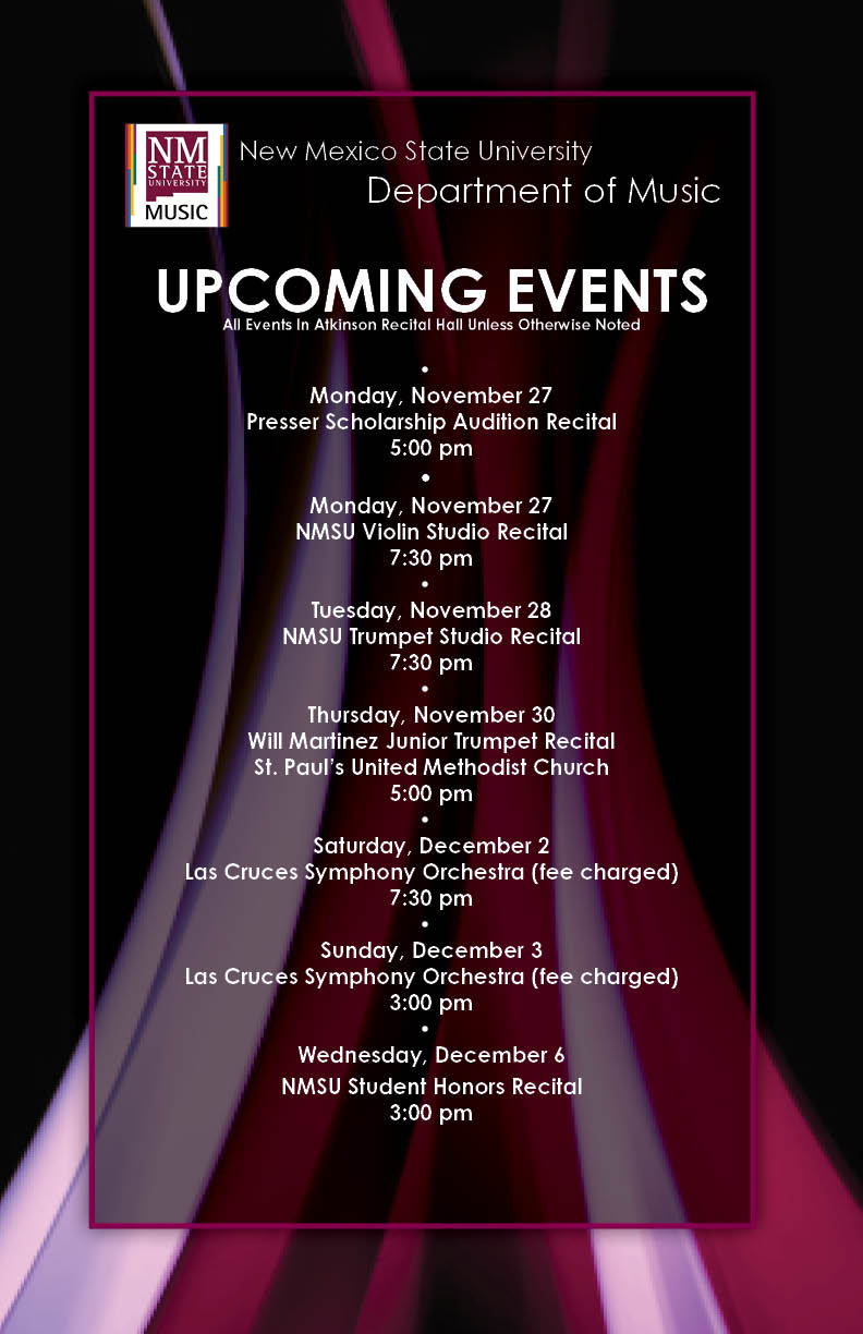 Upcoming Events - Week of November 27