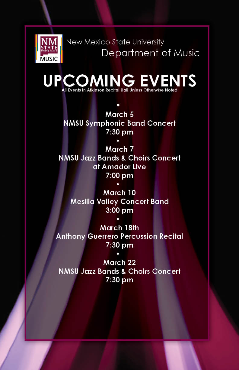 NMSU Music Upcoming Events - Week of March 4th
