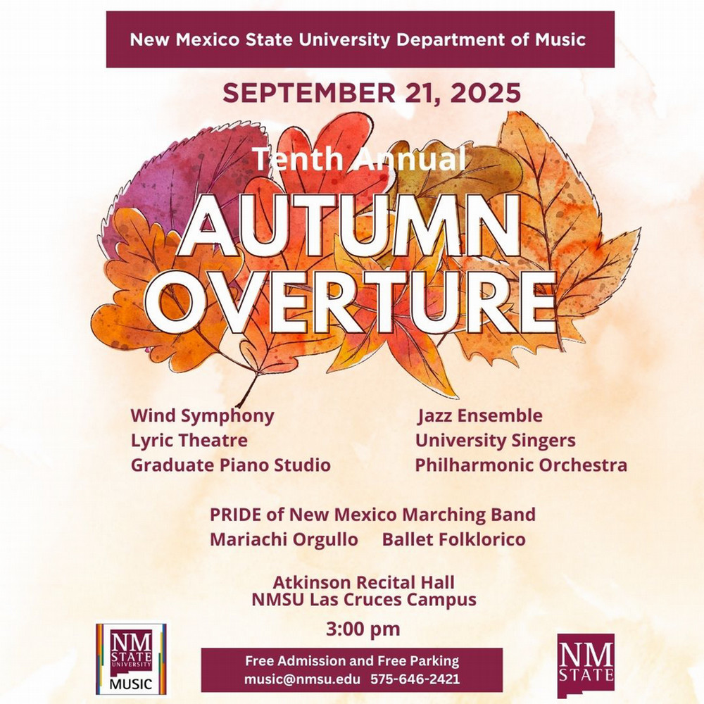 Autumn Overture takes place Sept. 21 at 3 pm at Atkinson Recital Hall. Free admission 